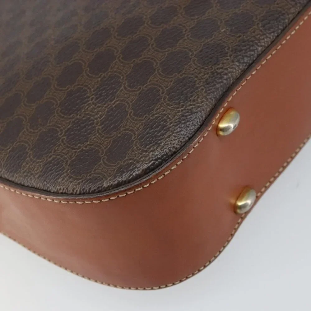 Authentic CELINE Macadam Canvas Shoulder Bag PVC Leather Brown Gold - Picture 7 of 16